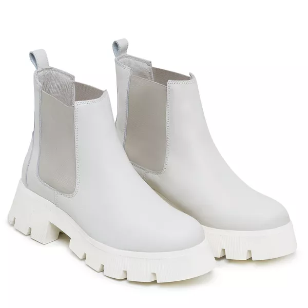 Bota Chelsea Feminina em Couro Off White 15025
