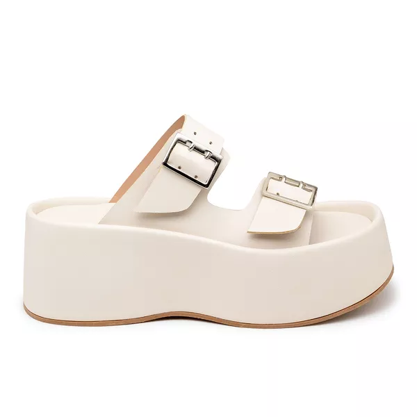 Papete Flat Feminina em Napa Off White 5000