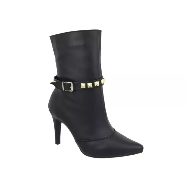 Bota Feminina Cano Médio Salto Fino Napa Preta 1793