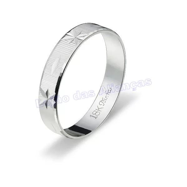 Aliança De Ouro Branco 18k 750 10149.5