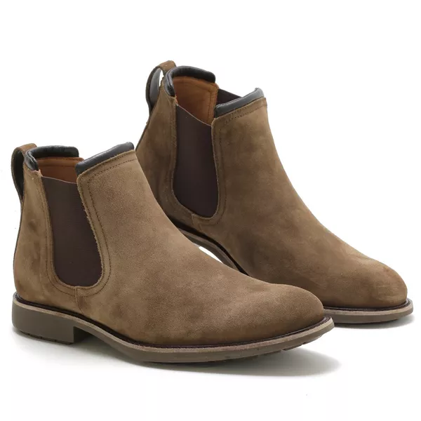 Botina Masculina Chelsea 6000 Camurça Taupe