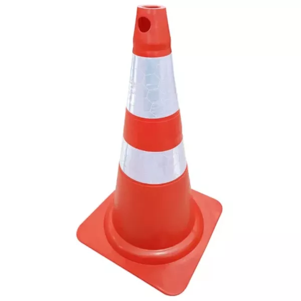 Cone Refletivo Pvc Semi Flexível Laranja e Branco 75cm 700.00291 Plastcor