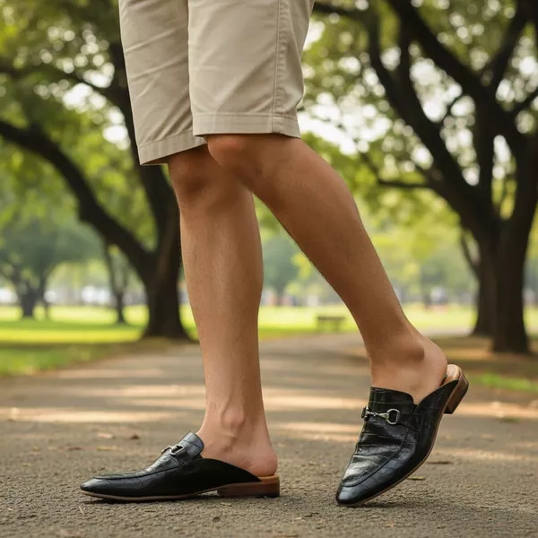 Mule Masculino Preto Croco Sola de Couro | MADOK