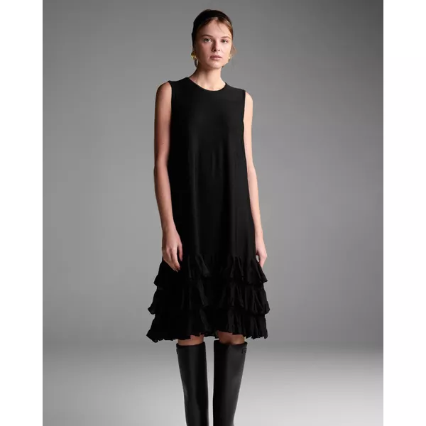 Vestido Boho Babados Preto