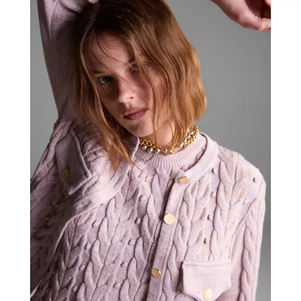 Cardigan Village Lilás Lurex | Maria Pavan