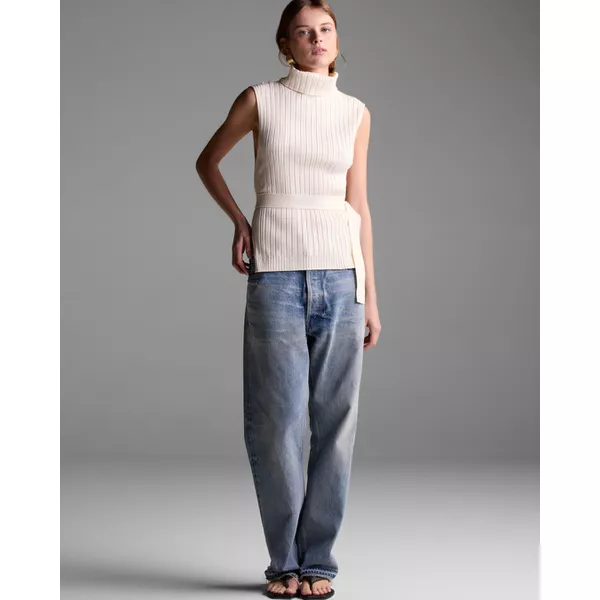 Top Ema Off White Detalhe Cinto
