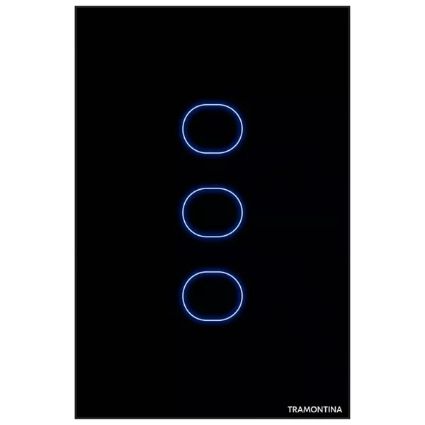 Interruptor touch 3 canais preto smart wifi RF BLE 90-250V Tramontina