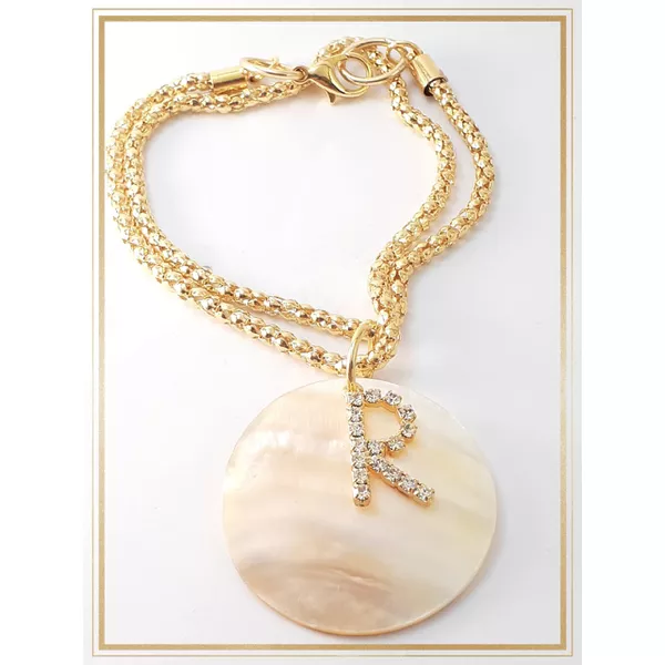 Pulseira Folheada Ouro 18k Letra Strass