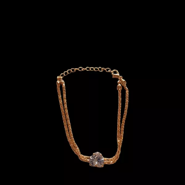 Pulseira Com Cordão e Coração de zirconia