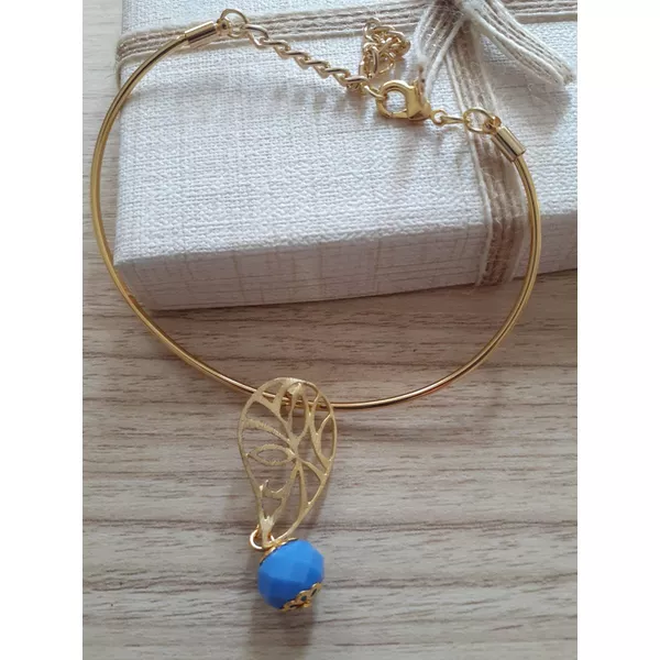 Pulseira folheada a Ouro 18k Cristal Azul