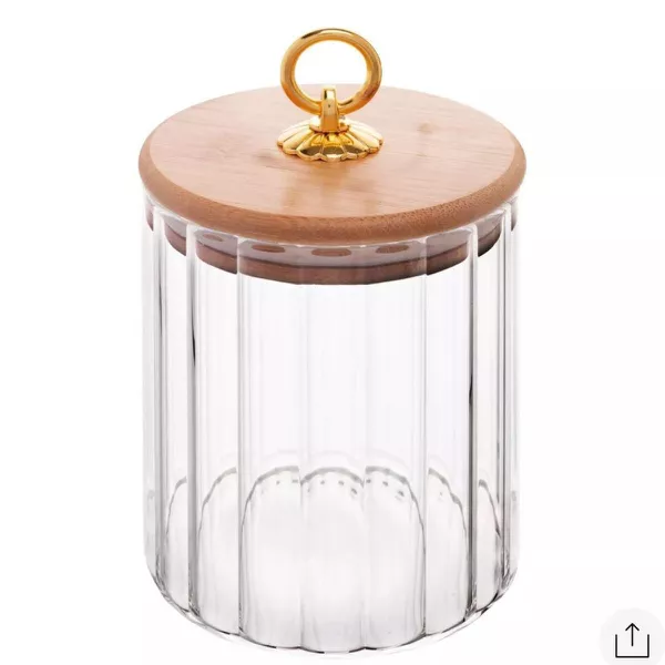 POTE DE VIDRO COM TAMPA DE BAMBU CLASSIC 