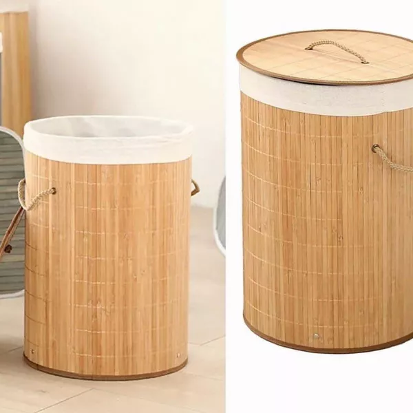 CESTO REDONDO BAMBU C/TAMPA CLARA