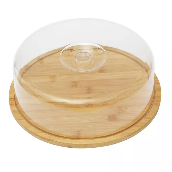 PORTA BOLO DE BAMBU COM TAMPA