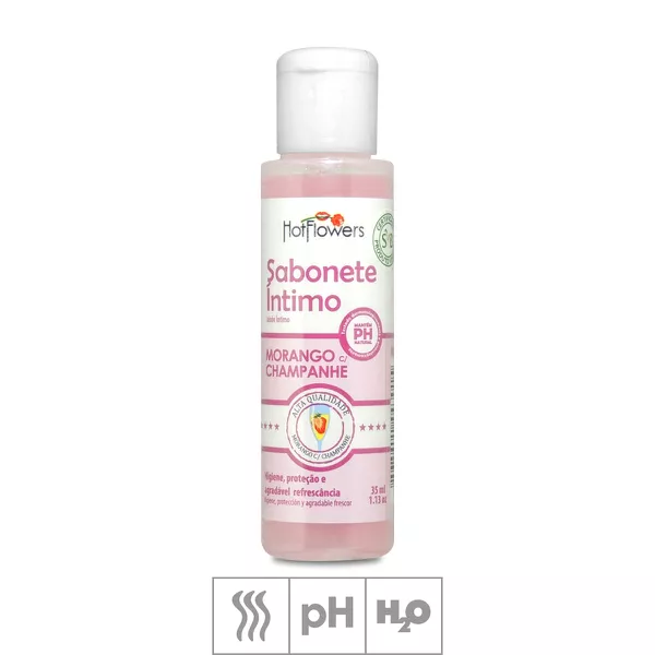 *PROMO - Sabonete Íntimo Hot Flowers 35ml Validade 03/24 (HC178-ST684) - Morango c/ Champagne