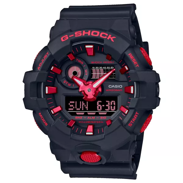 Relógio G-Shock Digital Preto e Vermelho Pulseira de Resina