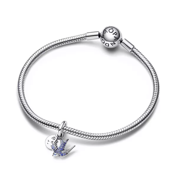 Charm Pandora Pendente Andorinha Azul Brilhante