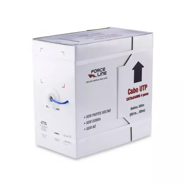 Caixa de Cabo UTP Cat 5e para rede - Forceline 3295 - Homologado - 305 metros - CMX - Azul