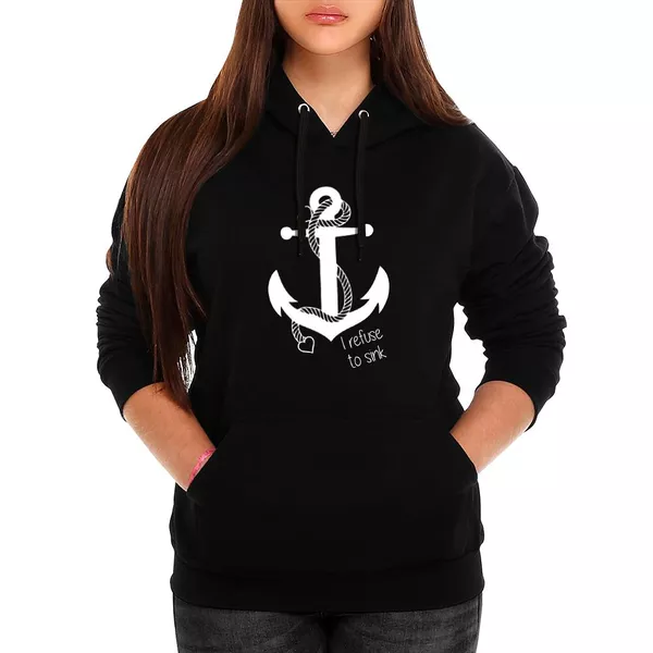 Moletom Âncora Tumblr Feminino Canguru Preto