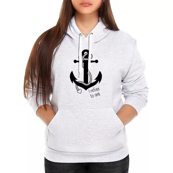 Moletom Âncora Tumblr Feminino Canguru Cinza Claro