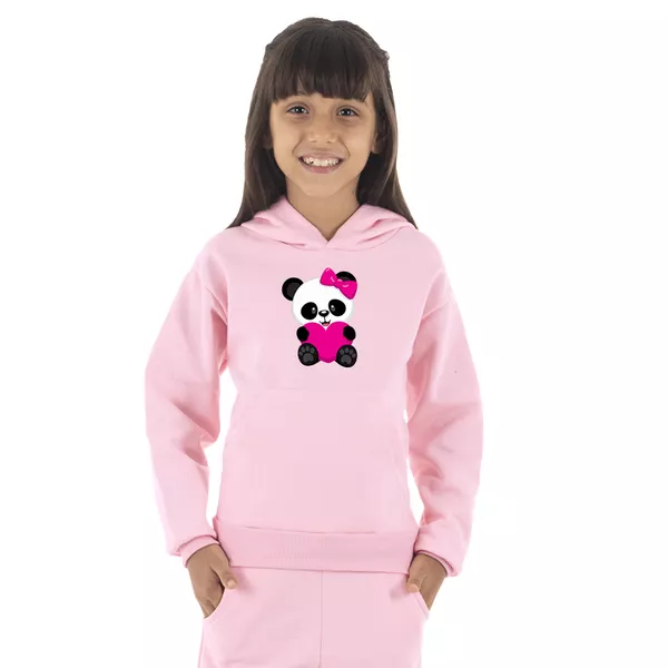 Moletom Canguru Infantil Menina Panda Co... - Benellys Loja Oficial