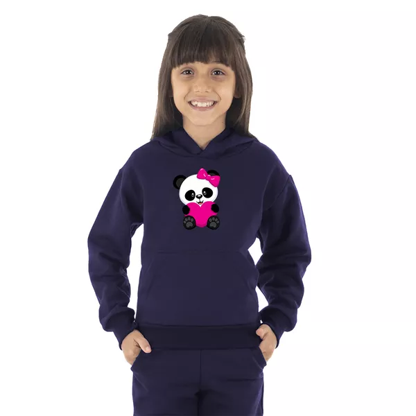 Moletom Canguru Infantil Menina Panda Co... - Benellys Loja Oficial