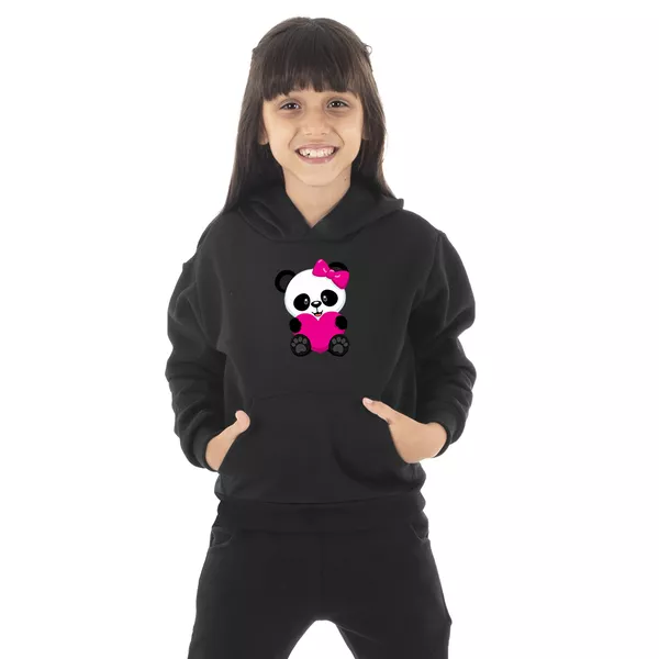 Moletom Canguru Infantil Menina Panda Co... - Benellys Loja Oficial