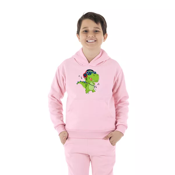 Moletom Canguru Infantil Menino Dinossauro Musica Benellys Rosa