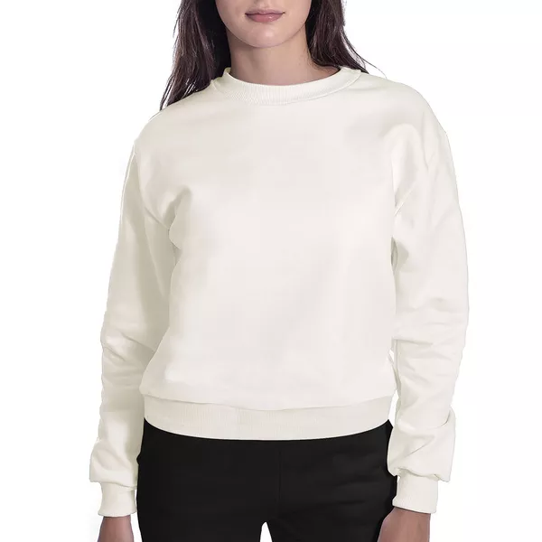 Moletom Liso Feminino Gola Redonda Off-W... - Benellys Loja Oficial