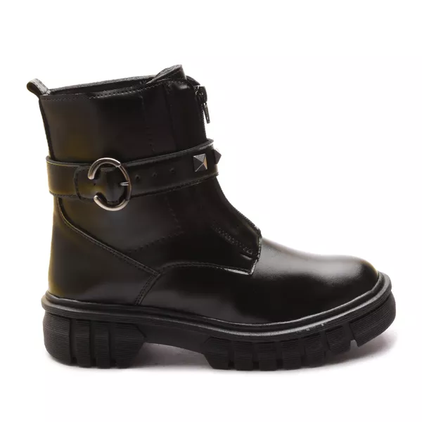 Bota Molly Feminina Angel Cano Curto com Zíper e Spike Preta