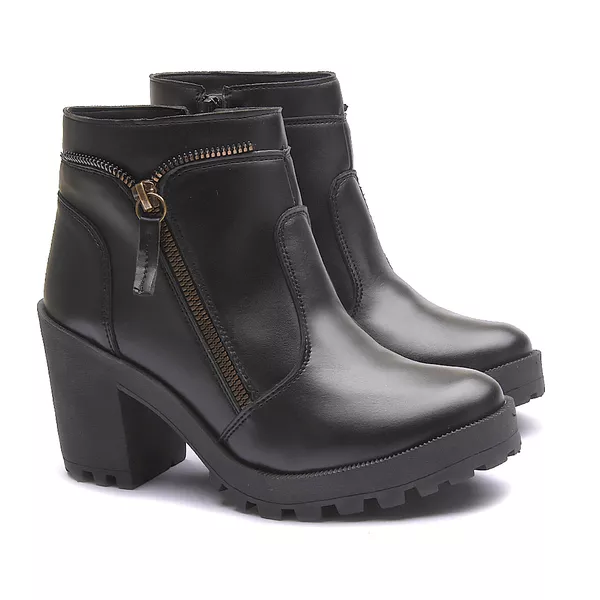 Coturno Molly Feminino Preto com Fechamento Lateral