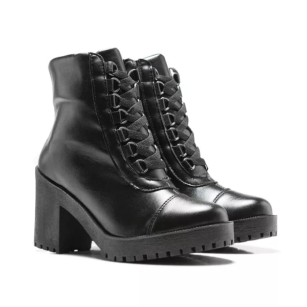 Coturno Molly Feminino Valentina com Metal Triangular e Atacador - Preto