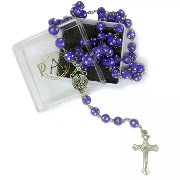 Terço Gota Strass Roxo 50cm