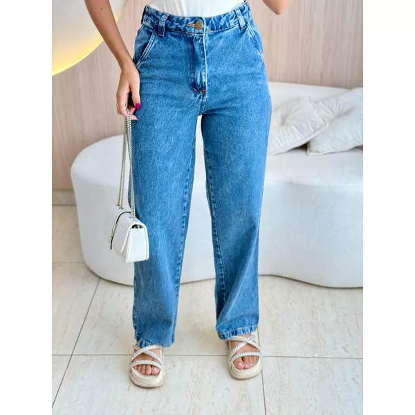 CALÇA WIDE LEG MESCLA JEANS JEANS