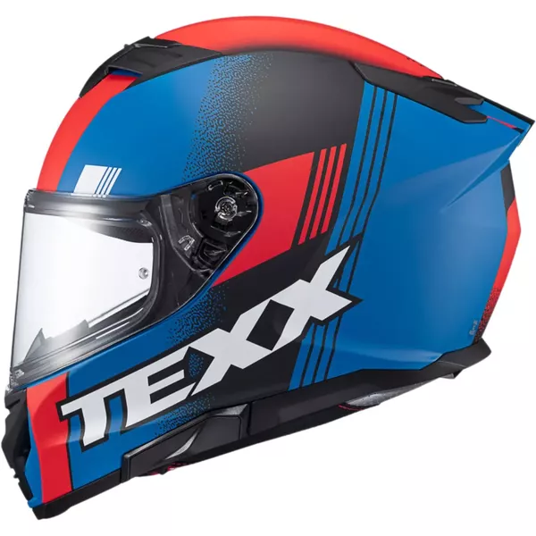 Capacete Texx Kaiman Track - Vermelho Preto Azul Fosco Moto One