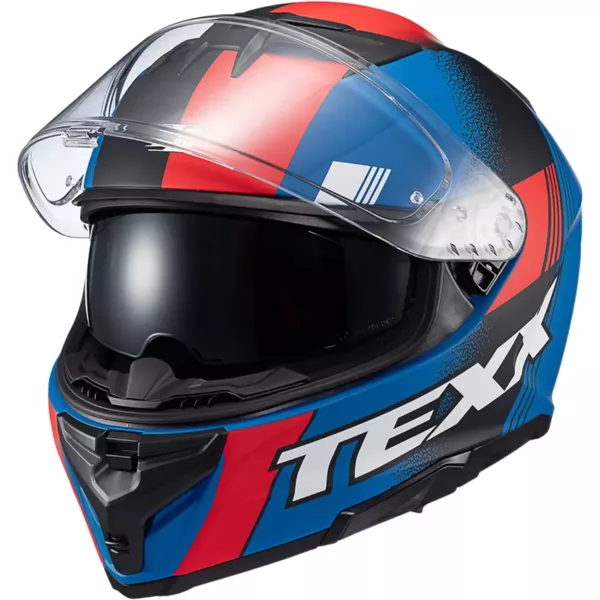 taka　1001 Capacete Texx Kaiman Track - Vermelho Preto Azul Fosco Moto One