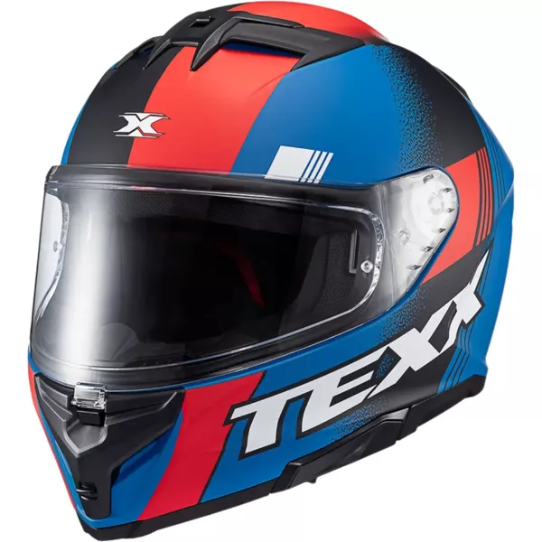 Capacete Texx Kaiman Track - Vermelho Preto Azul Fosco Moto One