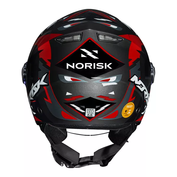 Capacete Norisk Orion (Aberto) Denver - Preto/Vermelho Moto One