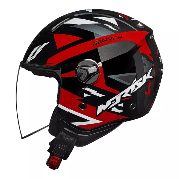 Capacete Norisk Orion (Aberto) Denver - Preto/Vermelho Moto One