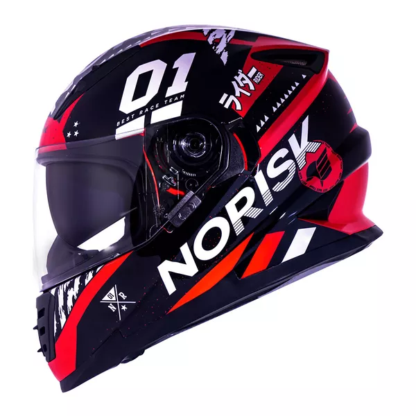 Capacete Norisk Ff302 Soul Tokyo - Preto/Branco/Vermelho (Viseira