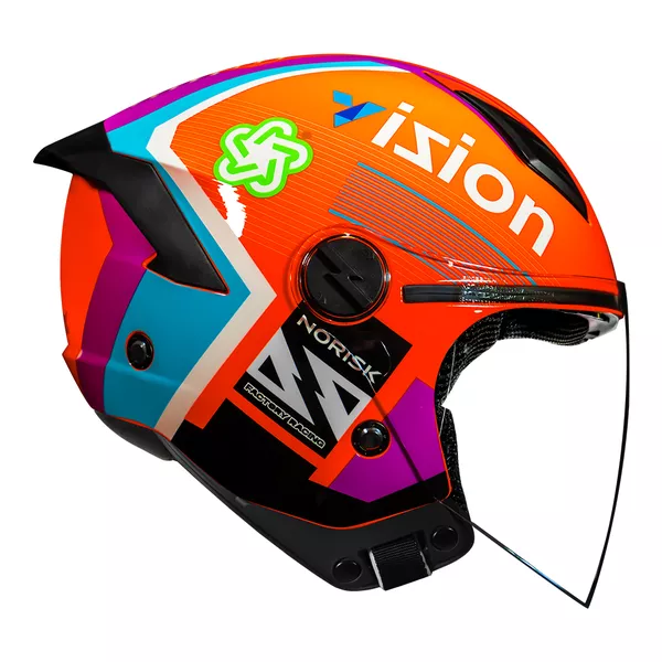 Capacete Norisk Neo (Aberto) Vizion - Laranja/Azul Moto One