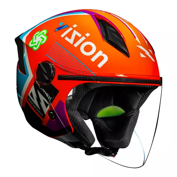 Capacete Norisk Neo (Aberto) Vizion - Laranja/Azul Moto One