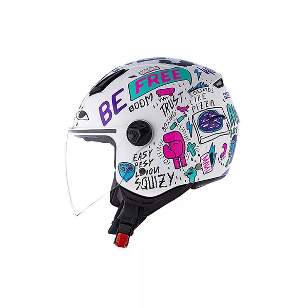 Capacete Norisk Orion Free (Aberto) - Branco/Roxo Moto One