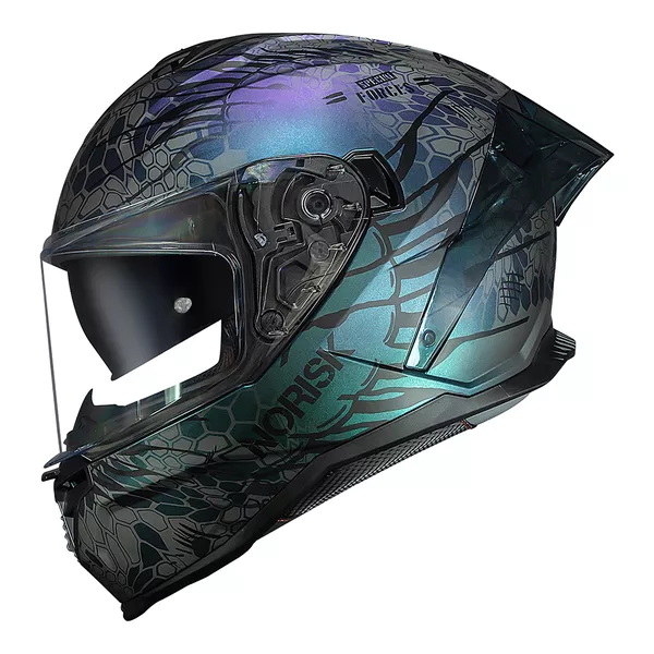 Capacete Norisk Strada 2 Cobra - Azul/Camaleão (Viseira Solar
