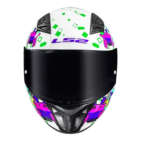 Capacete Ls2 Ff810 Vigo Space Attack - Branco/Roxo Moto One
