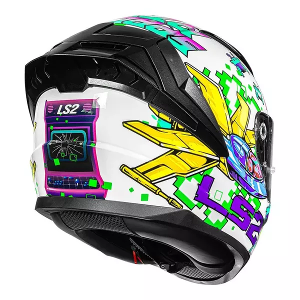 Capacete Ls2 Ff810 Vigo Space Attack - Branco/Roxo Moto One