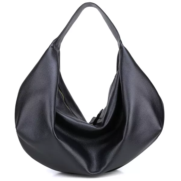 Bolsa de Ombro Mr. Gutt Grande em Couro Legítimo Preto - B1501- Preta