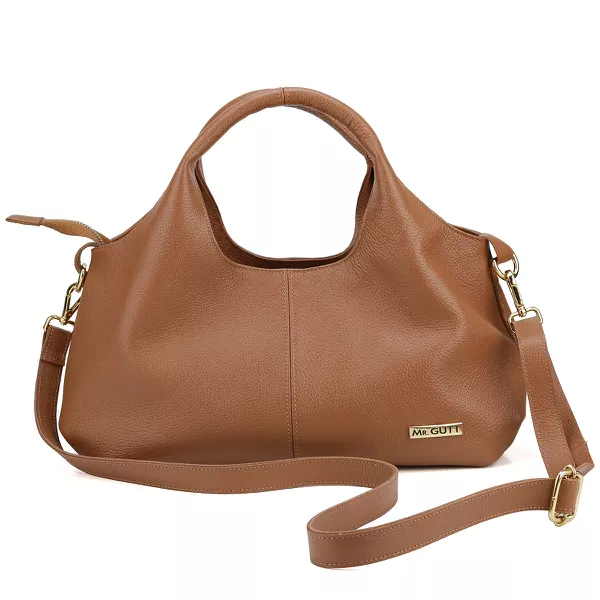 Bolsa de Tiracolo Mr. Gutt em Couro Legítimo Com Repartição Caramelo - B241219 Caramelo