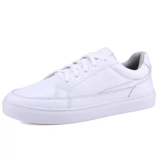 Tênis Action Casual Masculino Mr Gutt em Couro - Ref. 2001 Branco/Branco