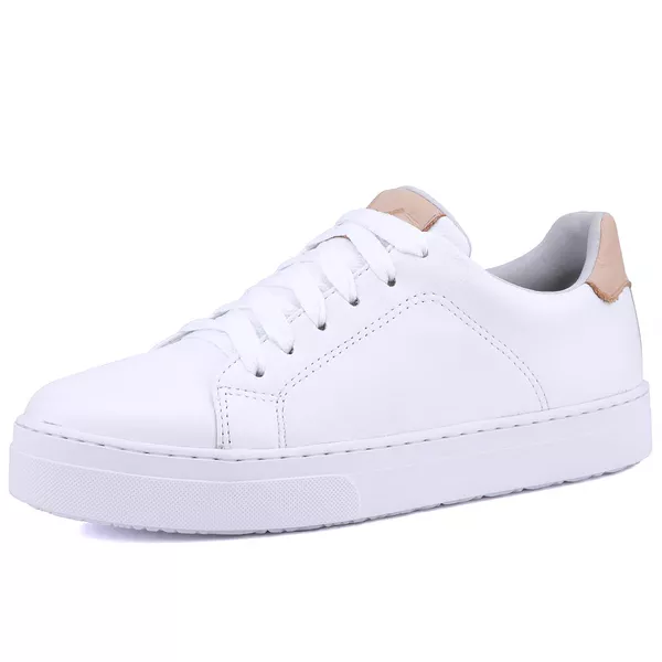 Tênis Sophia Casual Feminino em Couro Mr Gutt - Ref. 2401 Branco/Nude