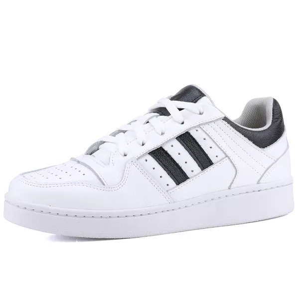 Tênis Melani Casual Feminino em Couro Legítimo - Ref. N3 Branco/Preto